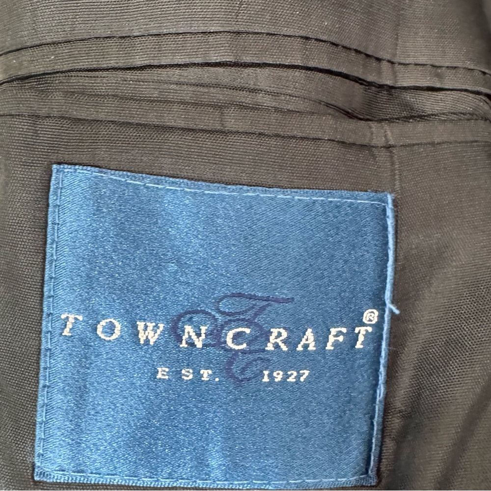 Towncraft Gray Blue Herringbone Tweed Blazer Wool 40S Classic - Picture 8 of 11